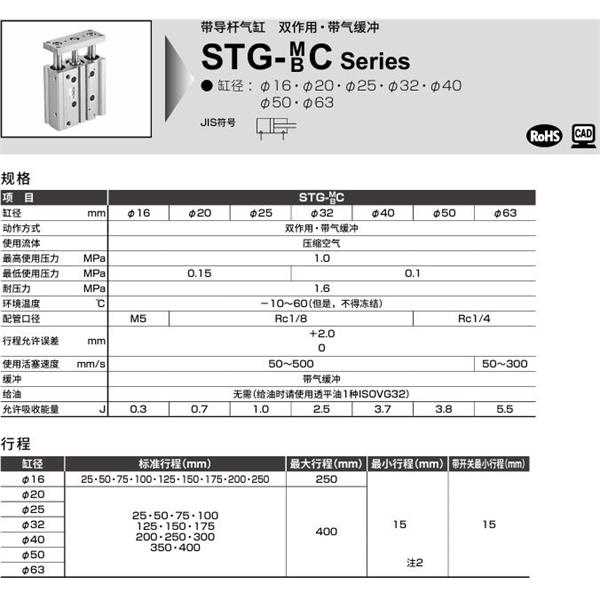CKD喜開理帶導(dǎo)桿氣缸STG-BC-12-25