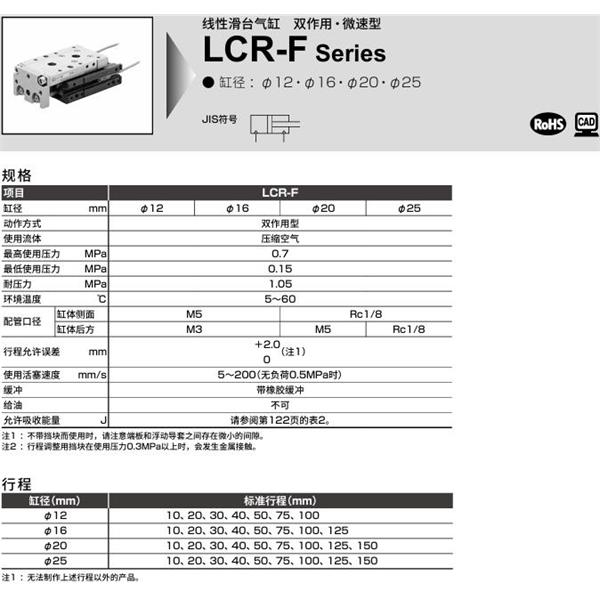 CKD喜開理線性滑臺氣缸LCR-F-12-30-S506DTN